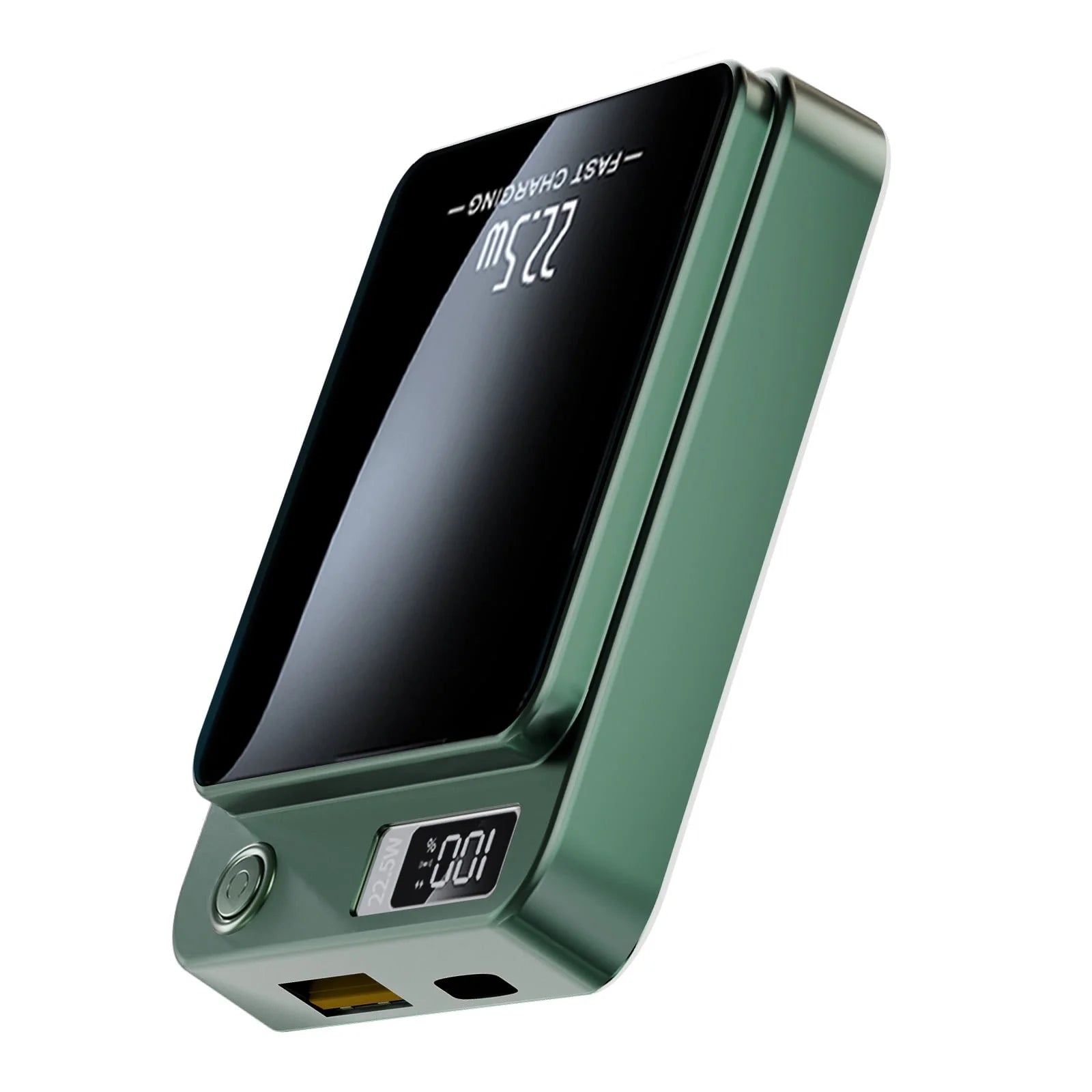 Portable Wireless Power Bank,2 in 1 Magnetic Charger 10000Mah 22.5W, with LED Power Display, Suitable for Outdoor Emergency Backup Power Bank, Compatible with Multi Device, Green