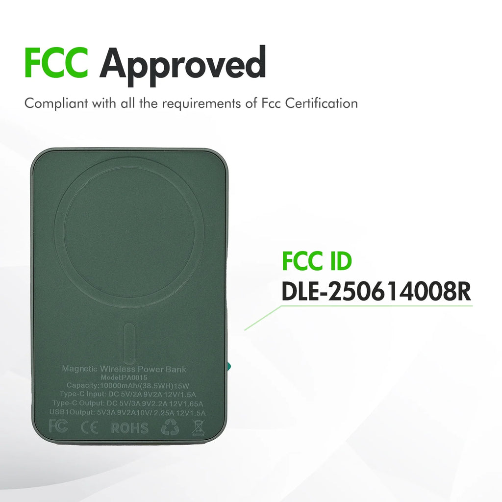 Portable Wireless Power Bank,2 in 1 Magnetic Charger 10000Mah 22.5W, with LED Power Display, Suitable for Outdoor Emergency Backup Power Bank, Compatible with Multi Device, Green