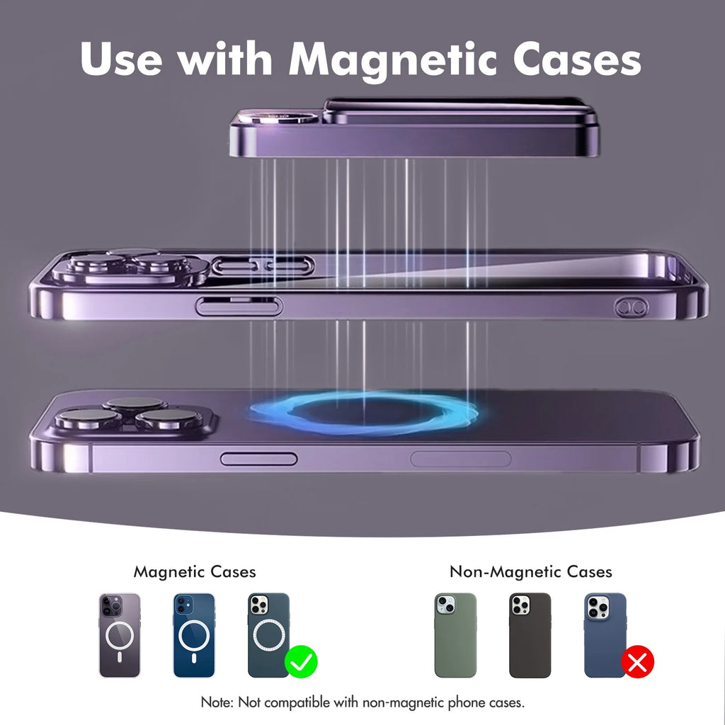 Wireless Power Bank,10000Mah Super Capacity, with LED Power Display, 2 in 1 Portable Magnetic Power Bank, Compatible with Multi Device with Cable, Purple