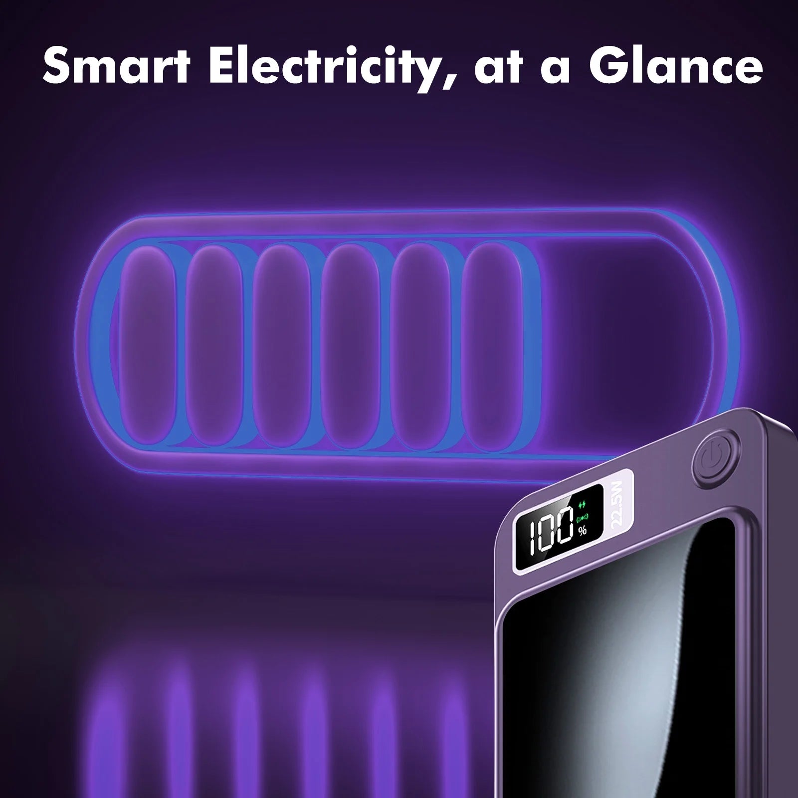 Wireless Power Bank,10000Mah Super Capacity, with LED Power Display, 2 in 1 Portable Magnetic Power Bank, Compatible with Multi Device with Cable, Purple