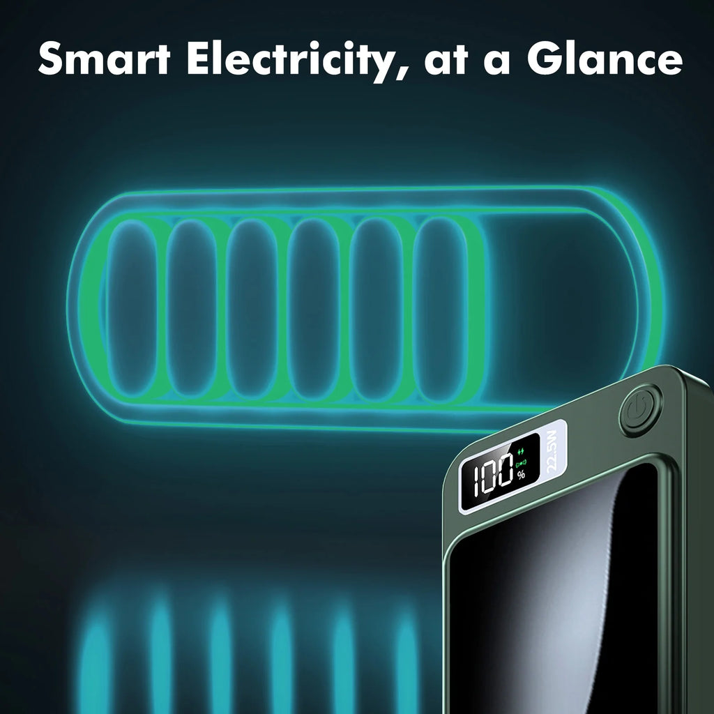 Portable Wireless Power Bank,2 in 1 Magnetic Charger 10000Mah 22.5W, with LED Power Display, Suitable for Outdoor Emergency Backup Power Bank, Compatible with Multi Device, Green
