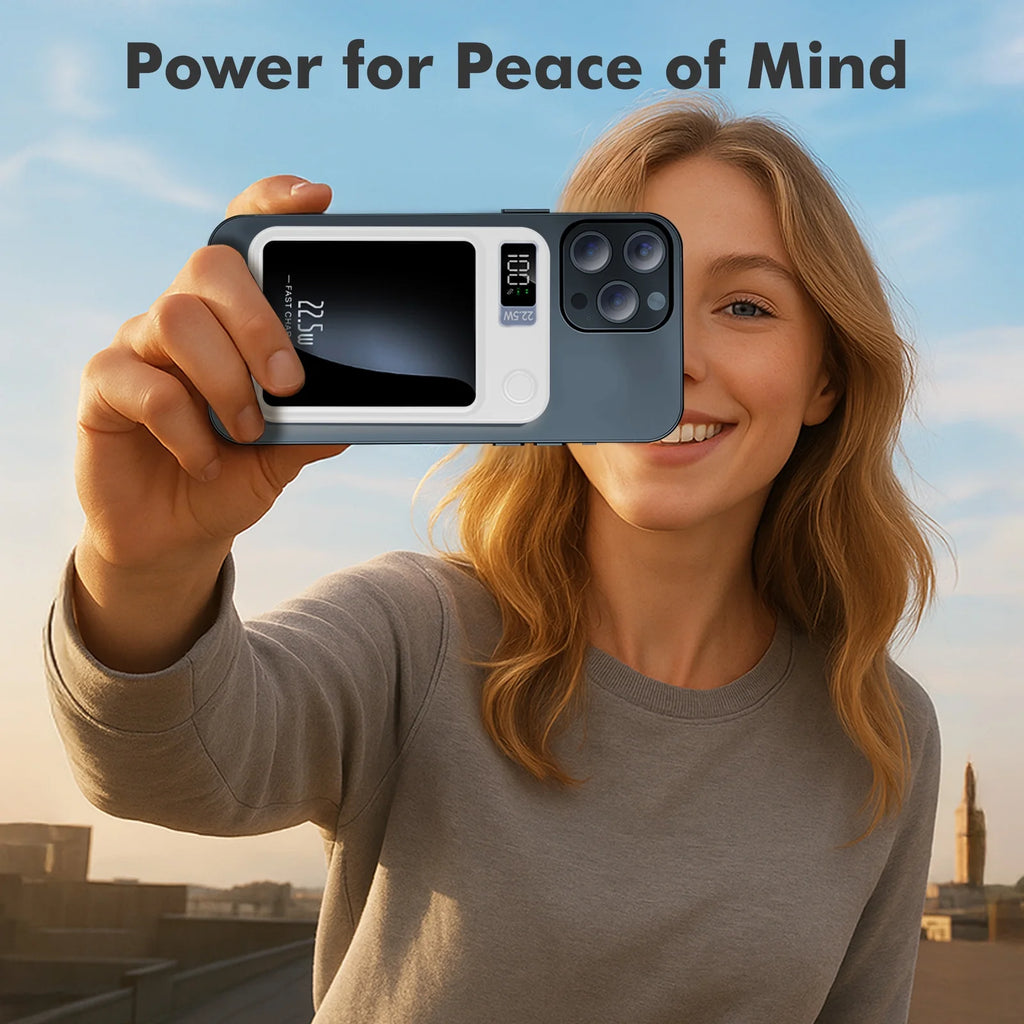 Portable Magnetic Wireless Power Bank,10000Mah 22.5W,2 in 1 Power Bank with LED Power Display, Suitable for Outdoor Emergency Backup Power Bank, Compatible with Iphone and above Series