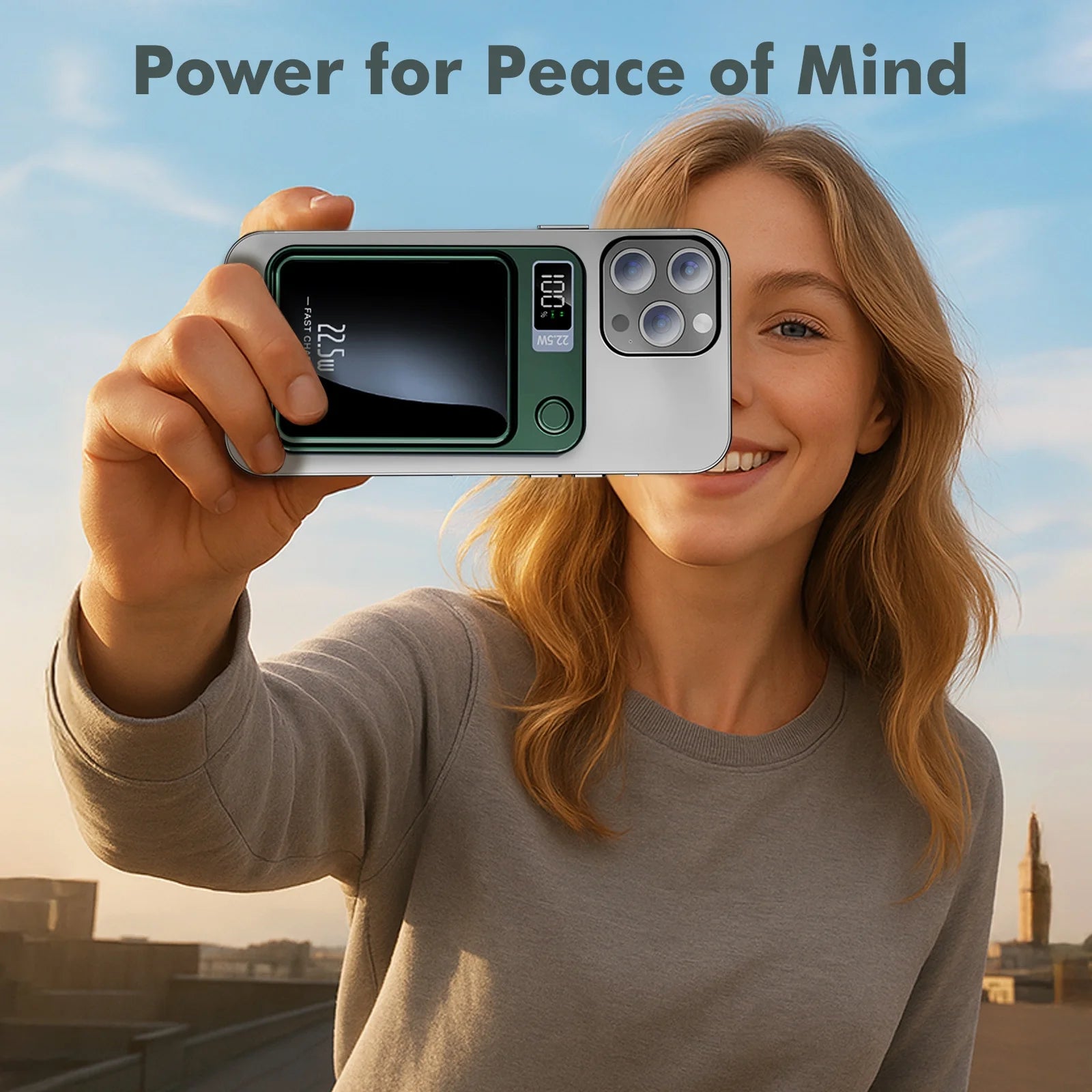 Portable Wireless Power Bank,2 in 1 Magnetic Charger 10000Mah 22.5W, with LED Power Display, Suitable for Outdoor Emergency Backup Power Bank, Compatible with Multi Device, Green